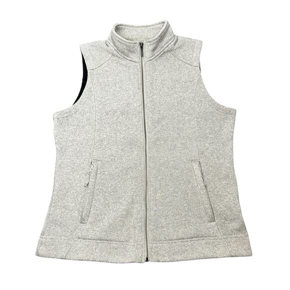 MK Vest Womens Size L Silver Gray Fleece Lined Full Zip Sweater Knit Outdoor - Picture 1 of 9